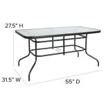 Lila 7-Piece Black Glass Patio Dining Set