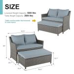 Orange-Casual 2-Piece Wicker Patio Love Seat Set