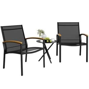 Shintenchi 3-Piece Outdoor Bistro Set - Black