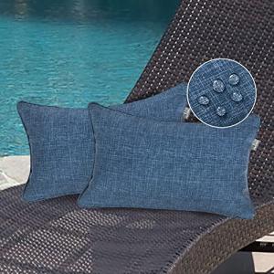 Set of 2 Waterproof Outdoor Lumbar Pillows - Navy