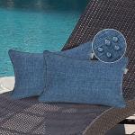 Set of 2 Waterproof Outdoor Lumbar Pillows - Navy