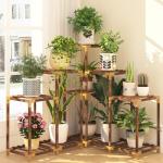 HOMKIRT 11-Tier Wooden Plant Stand for Outdoors