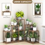 HOMKIRT 11-Tier Wooden Plant Stand for Outdoors