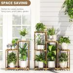 HOMKIRT 11-Tier Wooden Plant Stand for Outdoors