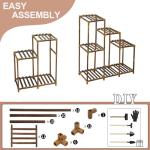 HOMKIRT 11-Tier Wooden Plant Stand for Outdoors