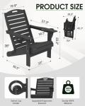 SUUNYN Folding All-Weather Adirondack Chair - Black