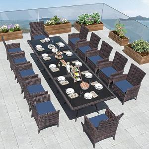 15-Piece Navy Blue Outdoor Dining Set
