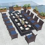 15-Piece Navy Blue Outdoor Dining Set