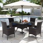15-Piece Navy Blue Outdoor Dining Set