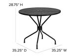 Black 35.25" Round Steel Patio Table with Umbrella
