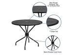 Black 35.25" Round Steel Patio Table with Umbrella