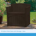 Suncast 31 Gallon Outdoor Storage Bench, Java