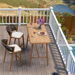 Rectangular Patio Pub Table with Bar Stools