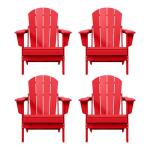 4-Piece Outdoor HDPE Adirondack Chair Set - Red