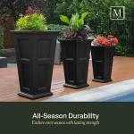 Fairfield Tall Planter in Black - 16" x 16" x 28