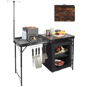 REDCAMP Folding Camping Kitchen Table with Storage