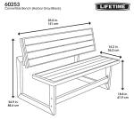 Lifetime 55-Inch Convertible Patio Bench in Gray