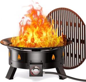 Ciays 21-Inch Portable Propane Fire Pit with Grill