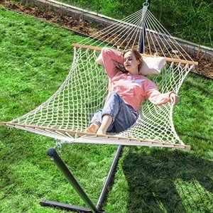 Double Rope Hammock with Stand for 2 People