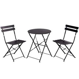 3-Piece Folding Bistro Patio Set in Black