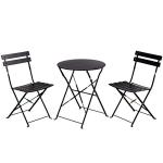 3-Piece Folding Bistro Patio Set in Black