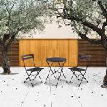 3-Piece Folding Bistro Patio Set in Black
