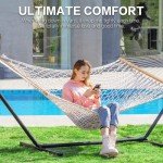 Double Rope Hammock with Stand for 2 People