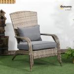 Outsunny Gray Wicker Adirondack Fire Pit Chair