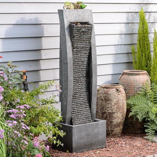 Outdoor Freestanding Water Fountain with LED Lights