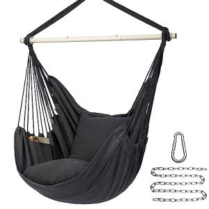 Y-STOP Hanging Hammock Chair with Cushions - Dark Grey