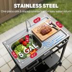 Feasto 35” Outdoor Grill Cart with Sink
