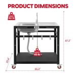 Feasto 35” Outdoor Grill Cart with Sink