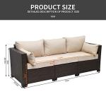 3-Seat Outdoor Rattan Sofa with Beige Cushions