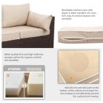 3-Seat Outdoor Rattan Sofa with Beige Cushions