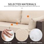 3-Seat Outdoor Rattan Sofa with Beige Cushions