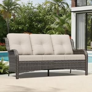 Joyside 3-Seater Wicker Patio Couch with Cushions