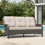 Joyside 3-Seater Wicker Patio Couch with Cushions