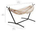 Beige Stripe Double Hammock with Steel Stand