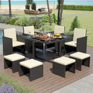 9-Piece Outdoor Dining Set with Cushioned Chairs