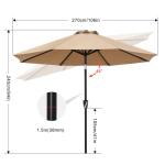 9FT Waterproof Patio Umbrella with Tilt & Crank