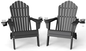 Folding Adirondack Chair Set of 2 - Black