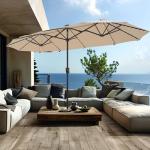 13ft Solar-Powered Patio Umbrella with LED Lights