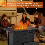 Walsunny 43" Propane Fire Pit Table with Lid