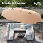 PHI VILLA 15ft Double-Sided Patio Umbrella - Beige