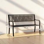 50" Metal Outdoor Garden Bench, Slatted Seat