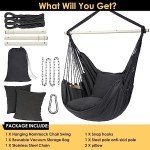 Y-STOP Hanging Hammock Chair with Cushions - Dark Grey