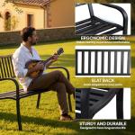 50" Metal Outdoor Garden Bench, Slatted Seat