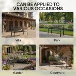 50" Metal Outdoor Garden Bench, Slatted Seat