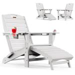 Ciokea Folding Adirondack Chair with Ottoman - White