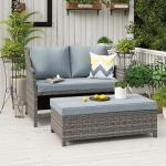 Orange-Casual 2-Piece Wicker Patio Love Seat Set